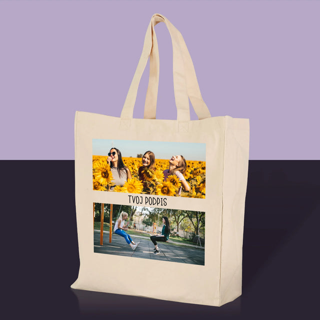 Fotokoláž: 2 Fotografie A Podpis - Plátená Taška
