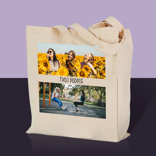 Fotokoláž: 2 Fotografie A Podpis - Plátená Taška