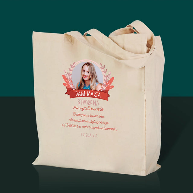 Fotografia A Podpis: Stvorená Na Vyučovanie - Plátená Taška