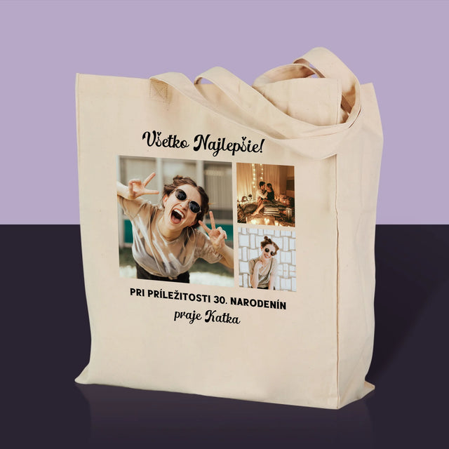 Fotokoláž: Narodeninová Koláž Z Fotografií - Plátená Taška