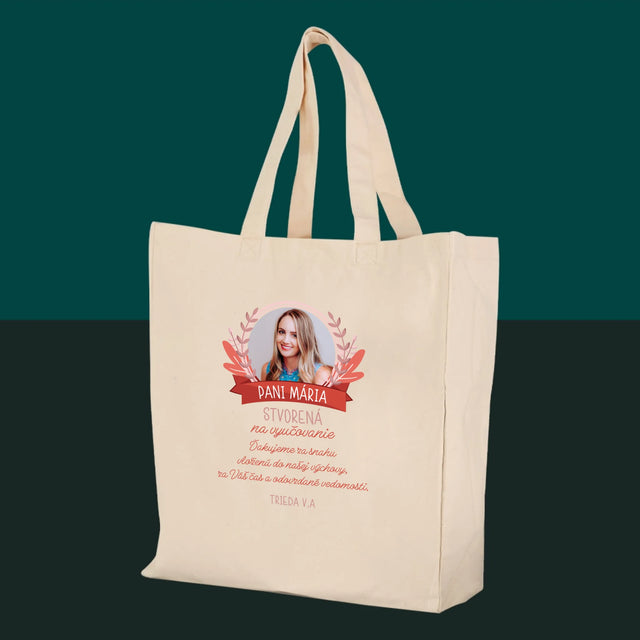 Fotografia A Podpis: Stvorená Na Vyučovanie - Plátená Taška
