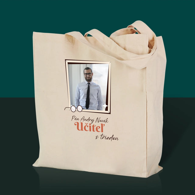 Fotografia A Podpis: Učiteľ S Triedou - Plátená Taška