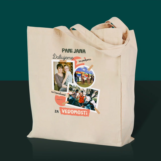 Fotokoláž: Ďakujeme Za Vedomosti - Plátená Taška