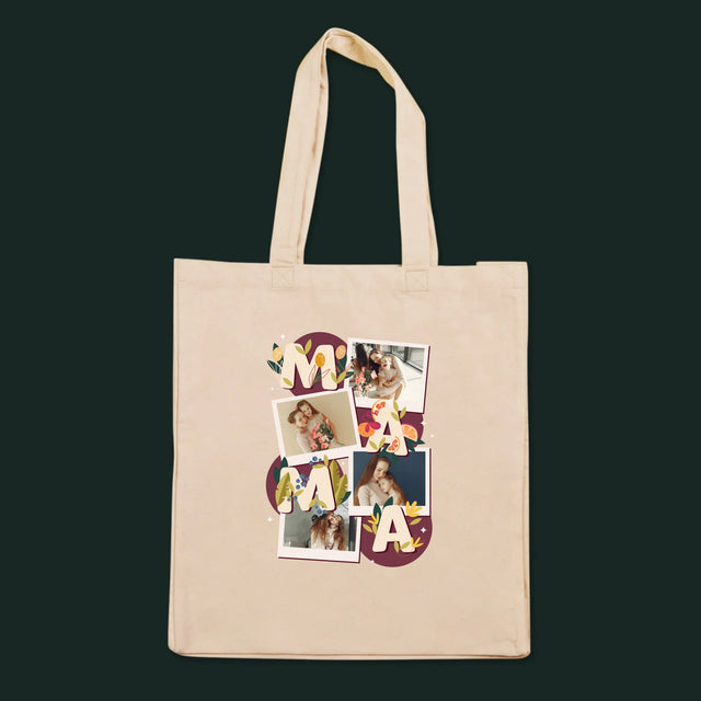 Fotokoláž: Písmená Mama - Plátená Taška