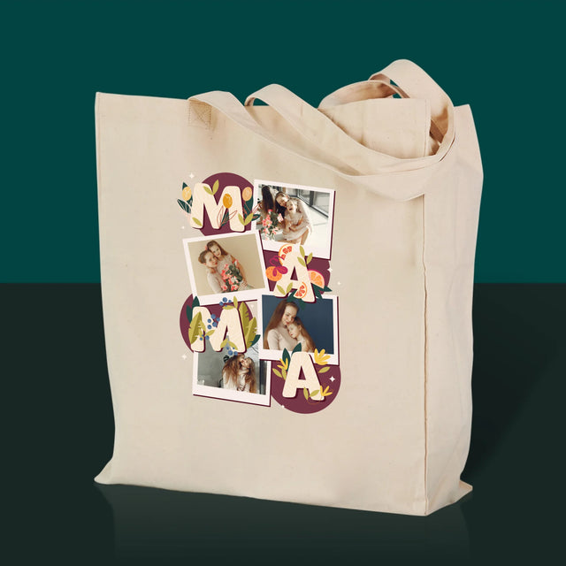 Fotokoláž: Písmená Mama - Plátená Taška