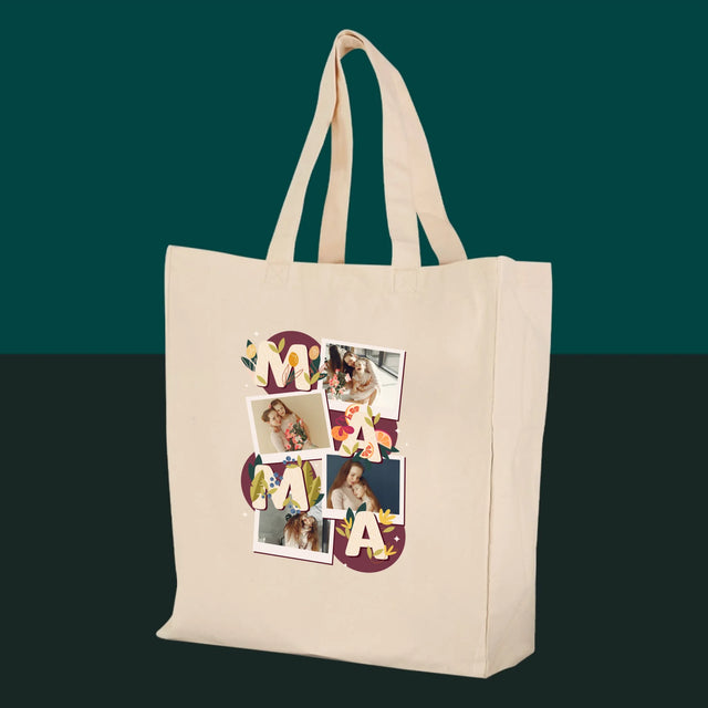 Fotokoláž: Písmená Mama - Plátená Taška