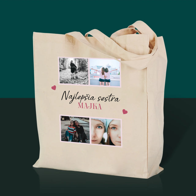 Fotokoláž: Najlepšia Sestra - Plátená Taška