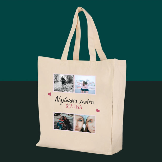Fotokoláž: Najlepšia Sestra - Plátená Taška