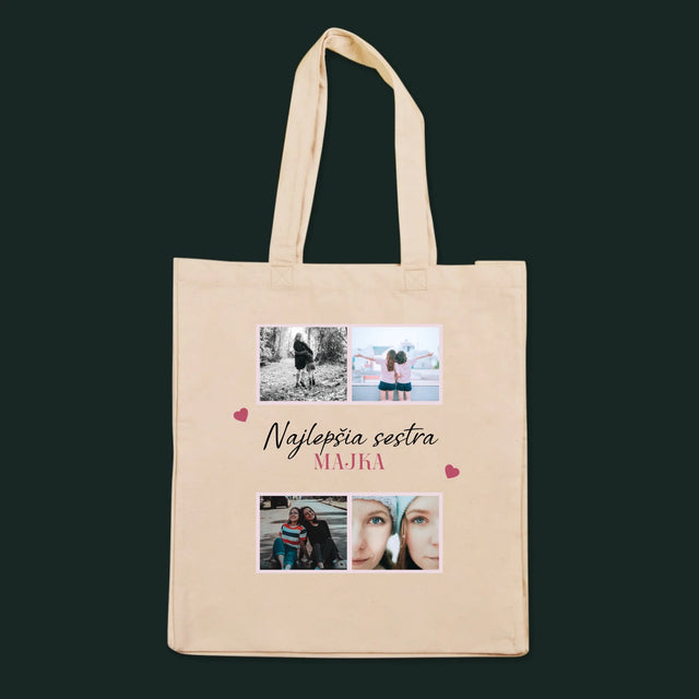 Fotokoláž: Najlepšia Sestra - Plátená Taška