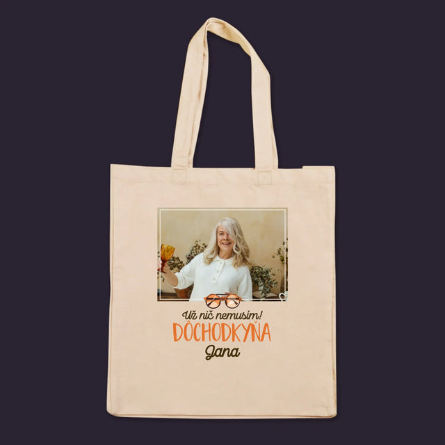 Fotografia A Podpis: Nič Nemusím! Dôchodkyňa - Plátená Taška