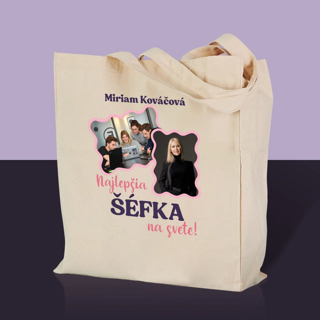 Fotokoláž: Najlepšia Šéfka - Plátená Taška