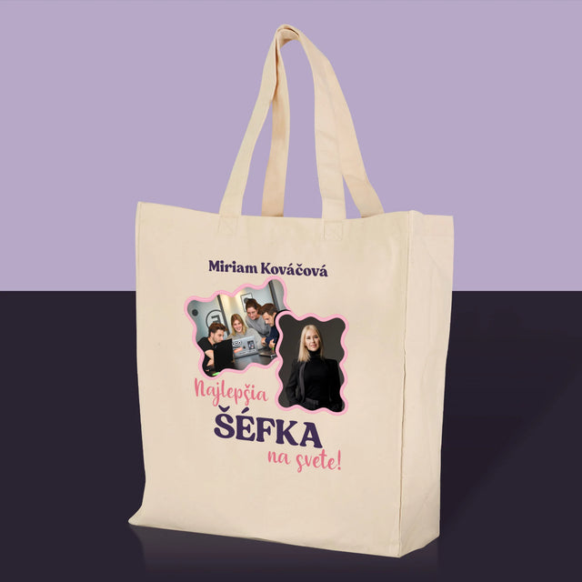 Fotokoláž: Najlepšia Šéfka - Plátená Taška