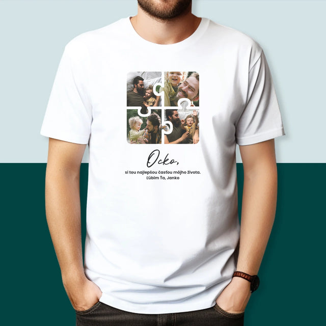 Fotokoláž: Puzzle Fotografie Pre Ocka - Pánske Tričko