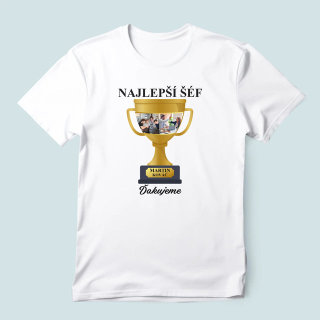 Fotokoláž: Pohár Pre Najlepšieho Šéfa - Pánske Tričko