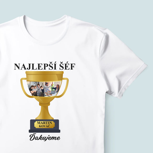 Fotokoláž: Pohár Pre Najlepšieho Šéfa - Pánske Tričko