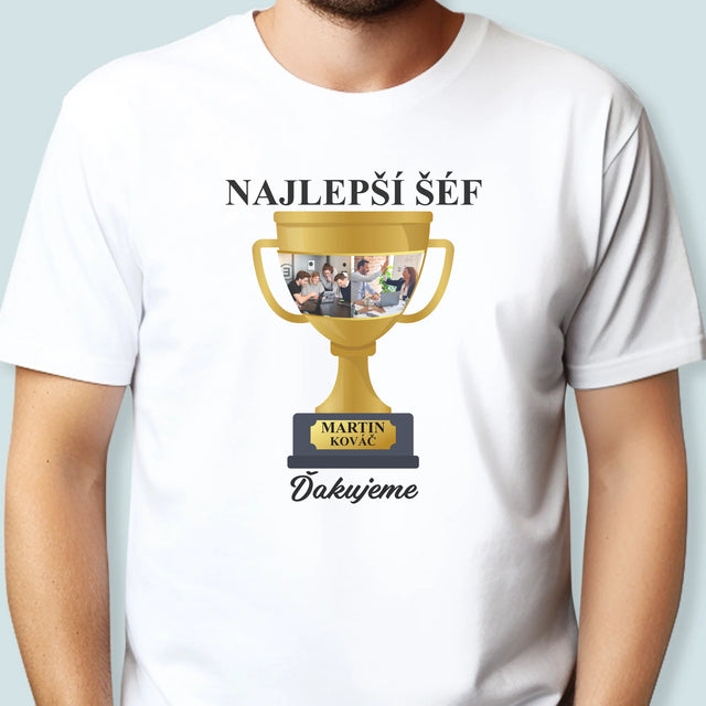 Fotokoláž: Pohár Pre Najlepšieho Šéfa - Pánske Tričko