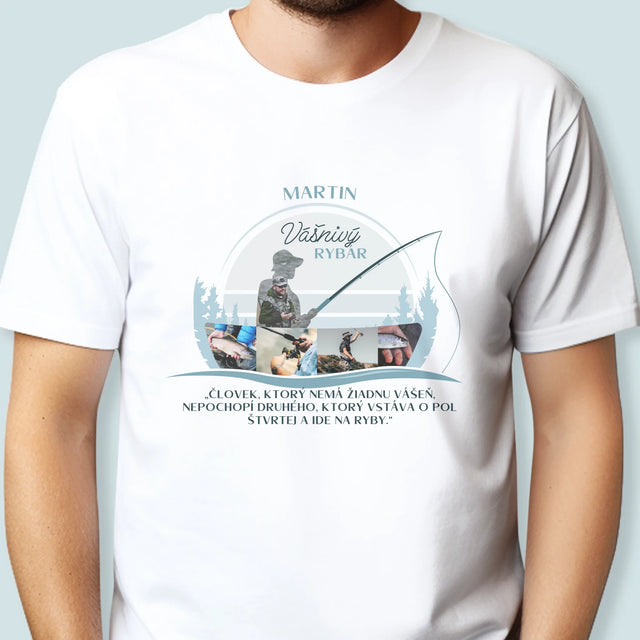 Tvar Z Fotografií: Vášnivý Rybár - Pánske Tričko