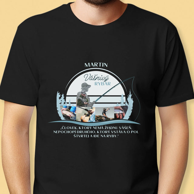 Tvar Z Fotografií: Vášnivý Rybár - Pánske Tričko