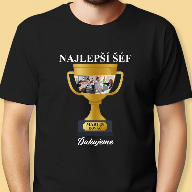 Fotokoláž: Pohár Pre Najlepšieho Šéfa - Pánske Tričko