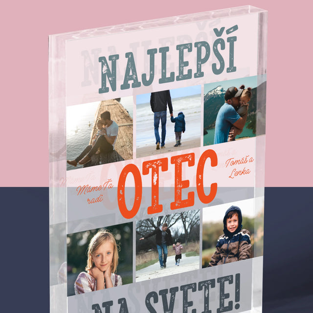 Fotokoláž: Najlepší Otec Na Svete Fotografie - Akrylový Blok (Vertikálne)