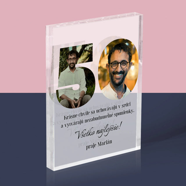 Slovo Z Fotografií: 50. Narodeniny - Akrylový Blok (Vertikálne)