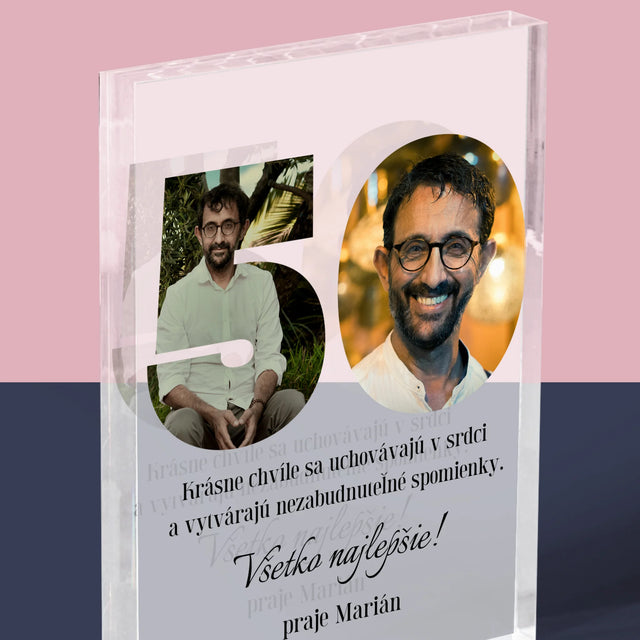 Slovo Z Fotografií: 50. Narodeniny - Akrylový Blok (Vertikálne)