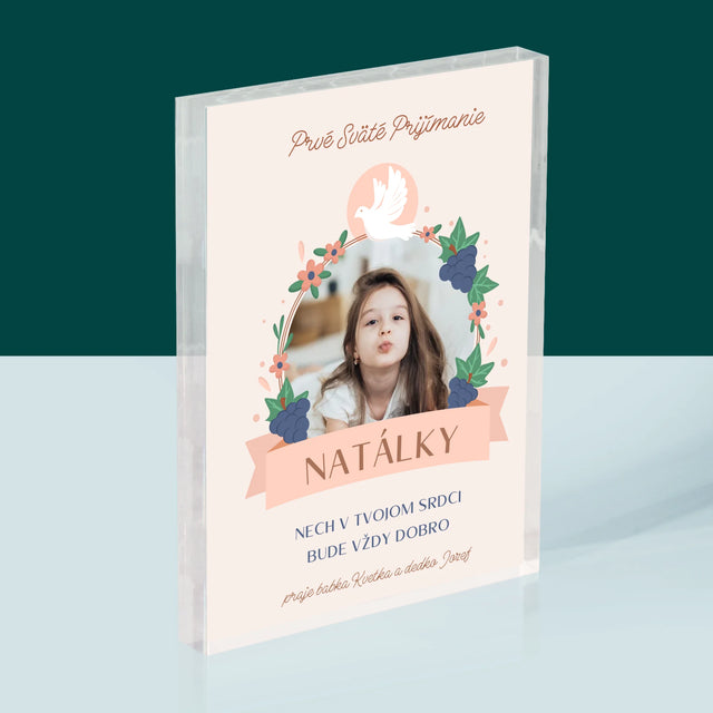 Fotografia A Podpis: Dobro V Srdci Prijímanie - Akrylový Blok (Vertikálne)