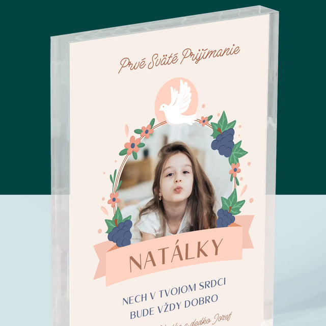 Fotografia A Podpis: Dobro V Srdci Prijímanie - Akrylový Blok (Vertikálne)