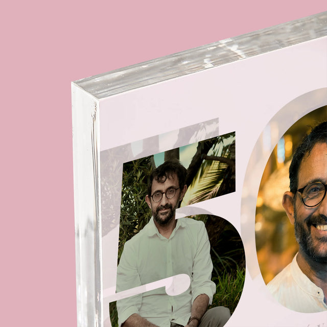 Slovo Z Fotografií: 50. Narodeniny - Akrylový Blok (Vertikálne)