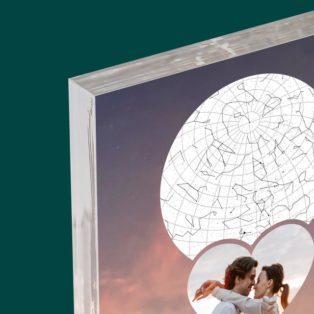 Mapa Hviezd: Zaľúbený Pár V Horách - Akrylový Blok (Vertikálne)