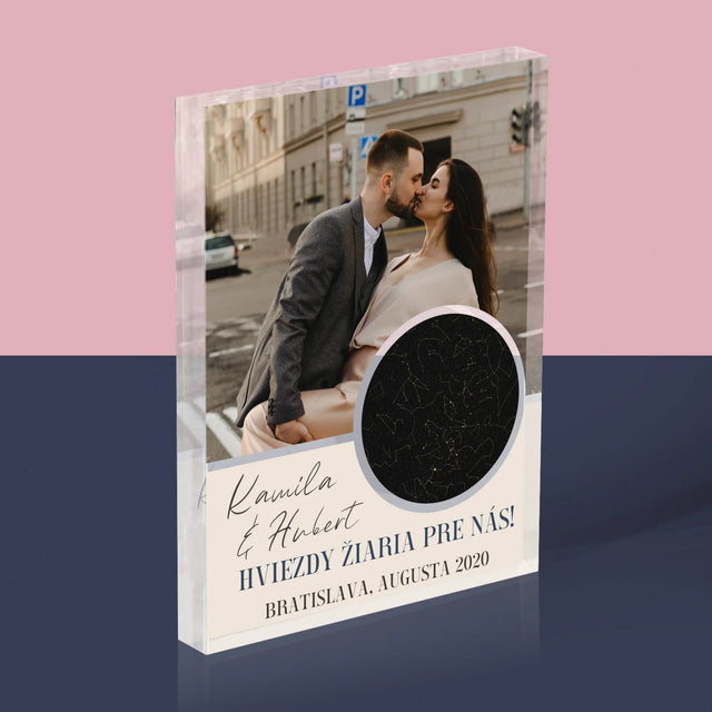 Mapa Hviezd: Hviezdy Žiaria Pre Nás - Akrylový Blok (Vertikálne)