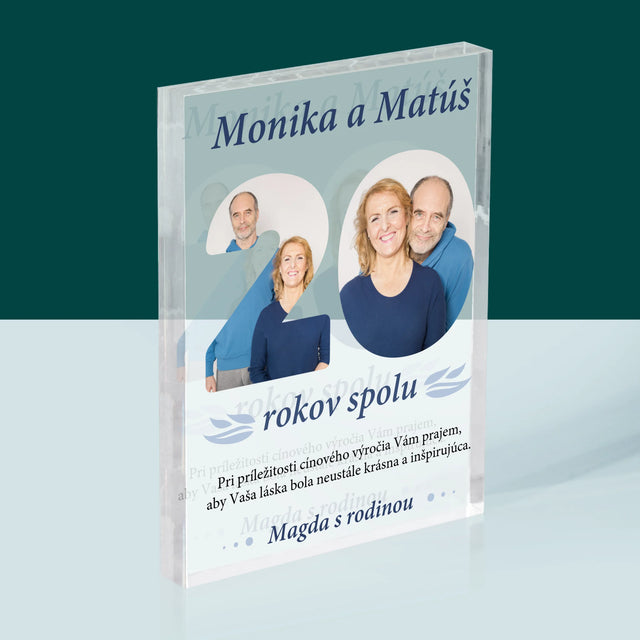 Slovo Z Fotografií: 20 Rokov Spolu - Akrylový Blok (Vertikálne)