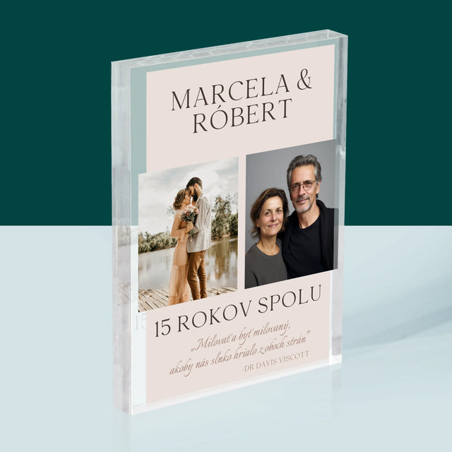 Fotokoláž: Milovať A Byť Milovaný - Akrylový Blok (Vertikálne)