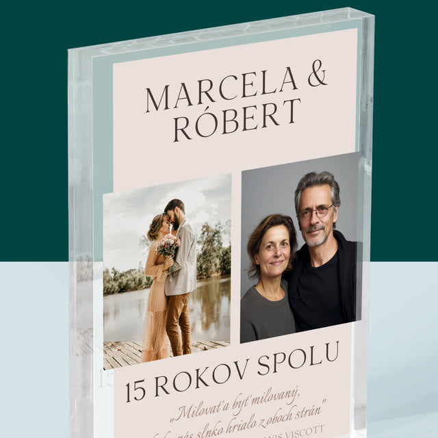 Fotokoláž: Milovať A Byť Milovaný - Akrylový Blok (Vertikálne)