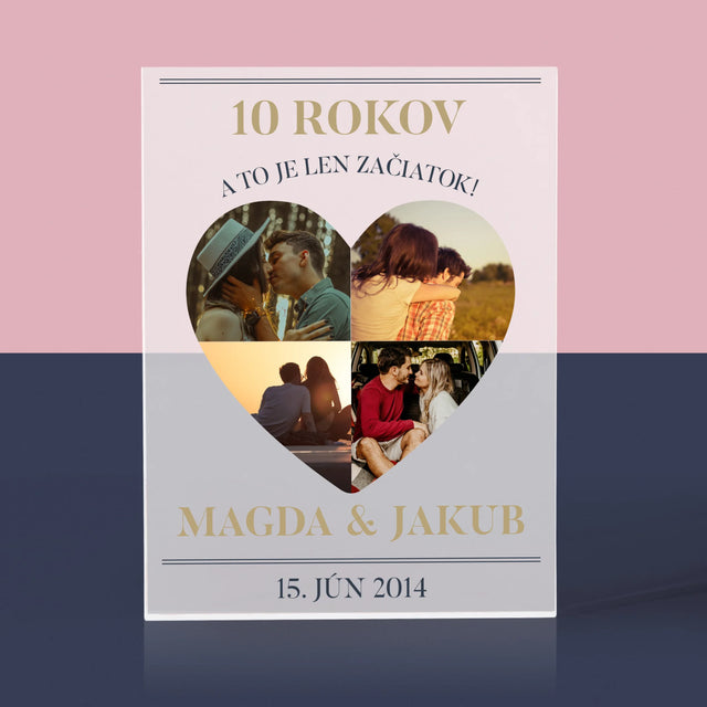 Tvar Z Fotografií: Výročie Srdce - Akrylový Blok (Vertikálne)