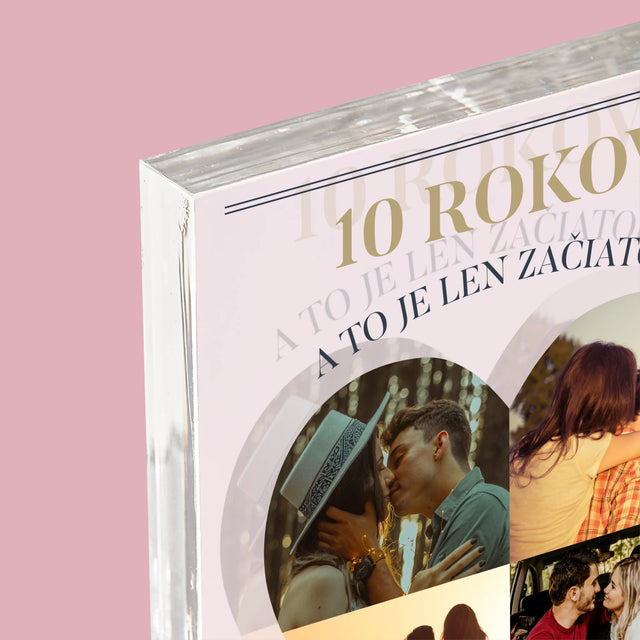 Tvar Z Fotografií: Výročie Srdce - Akrylový Blok (Vertikálne)