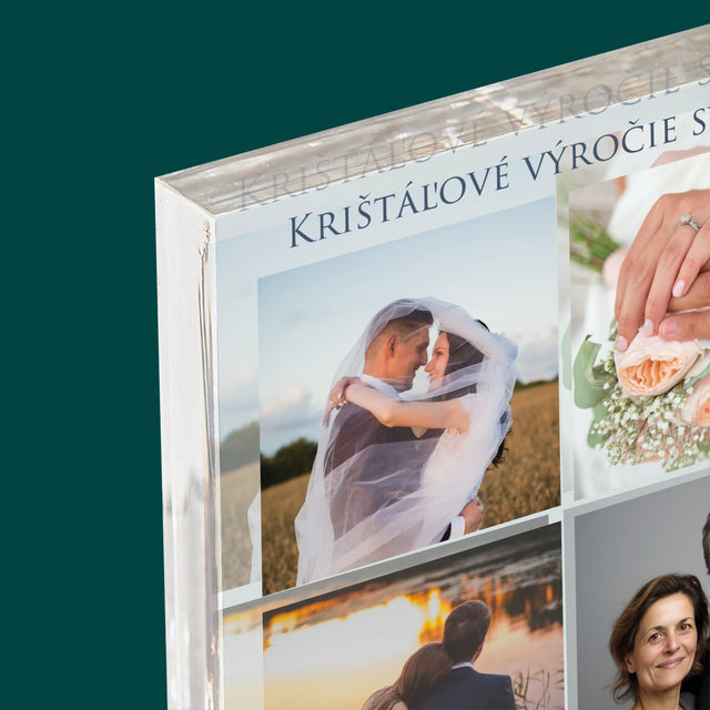 Fotokoláž: Krištáľové Výročie Svadby - Akrylový Blok (Vertikálne)