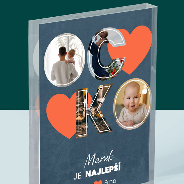 Fotokoláž: Ocko Je Najlepší - Akrylový Blok (Vertikálne)