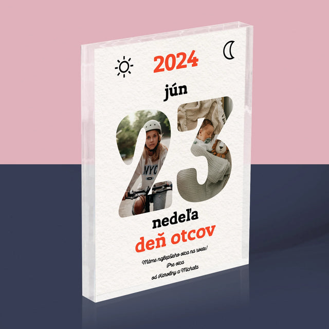 Slovo Z Fotografií: Deň Otcov List Kalendára - Akrylový Blok (Vertikálne)