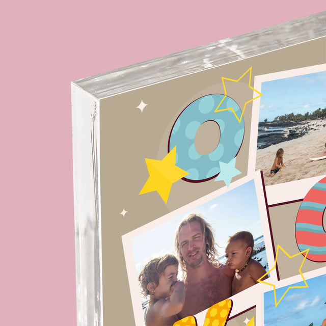 Fotokoláž: Písmená Ocko - Akrylový Blok (Vertikálne)