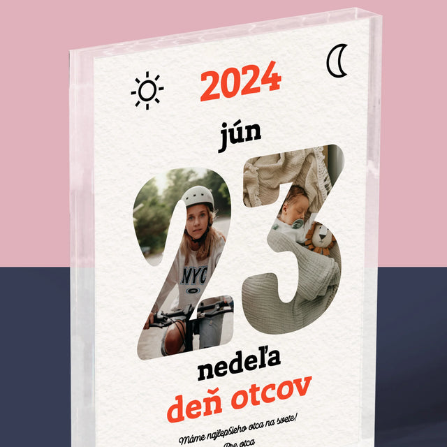 Slovo Z Fotografií: Deň Otcov List Kalendára - Akrylový Blok (Vertikálne)