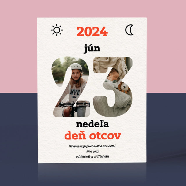 Slovo Z Fotografií: Deň Otcov List Kalendára - Akrylový Blok (Vertikálne)