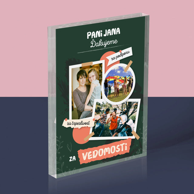 Fotokoláž: Ďakujeme Za Vedomosti - Akrylový Blok (Vertikálne)