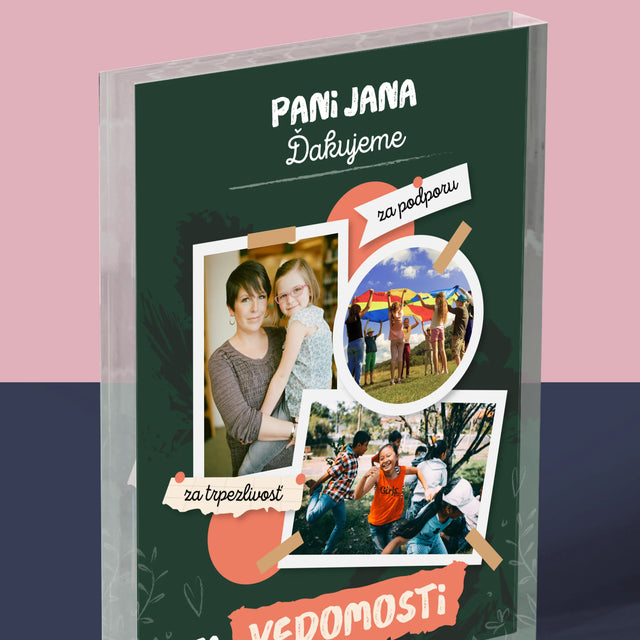 Fotokoláž: Ďakujeme Za Vedomosti - Akrylový Blok (Vertikálne)