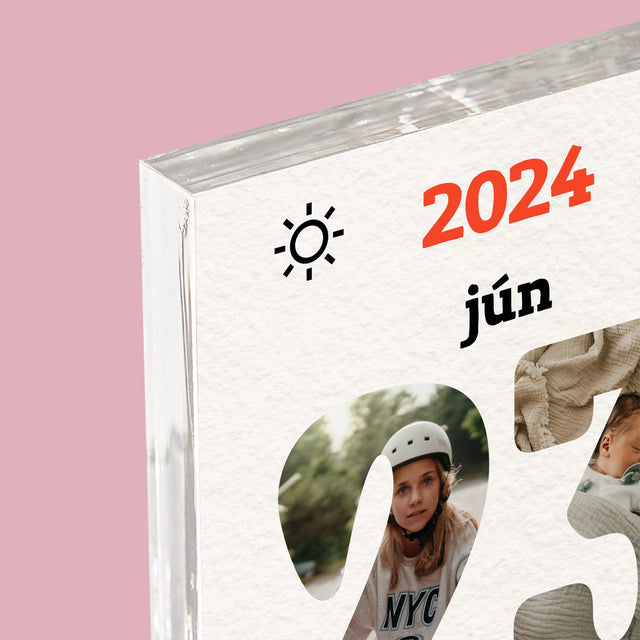 Slovo Z Fotografií: Deň Otcov List Kalendára - Akrylový Blok (Vertikálne)