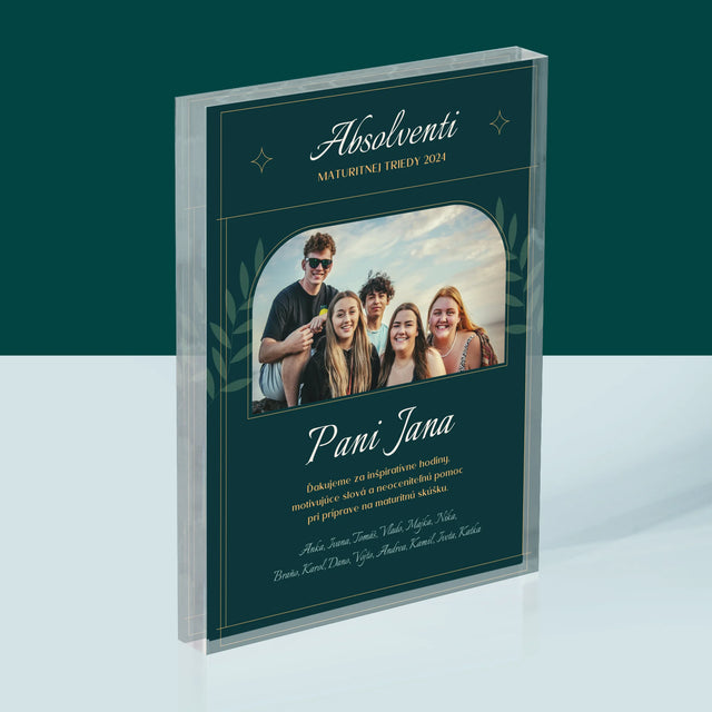 Monogram: Učiteľ Ďakujeme - Akrylový Blok (Vertikálne)