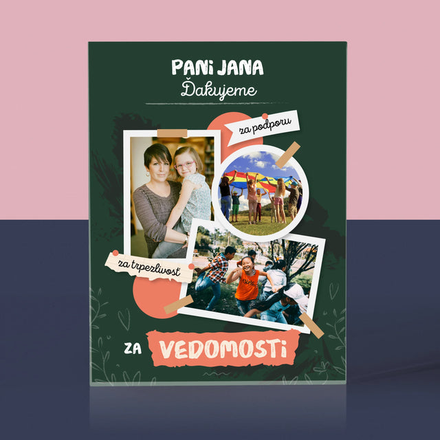 Fotokoláž: Ďakujeme Za Vedomosti - Akrylový Blok (Vertikálne)