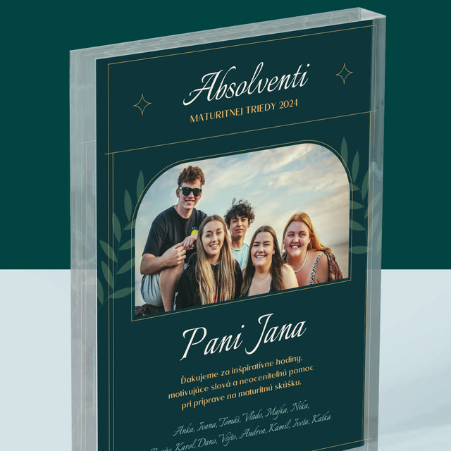 Monogram: Učiteľ Ďakujeme - Akrylový Blok (Vertikálne)