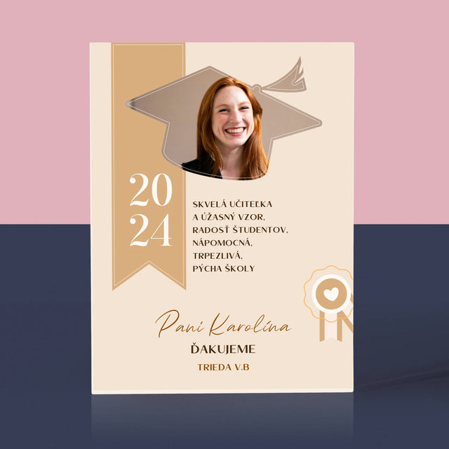 Fotografia A Podpis: Diplom Pre Učiteľa - Akrylový Blok (Vertikálne)