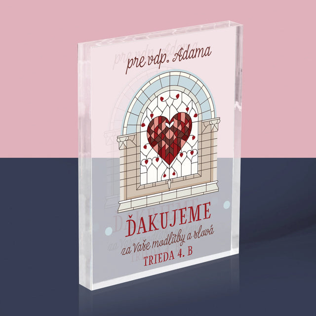 Meno A Podpis: Ďakujeme Za Vaše Modlitby - Akrylový Blok (Vertikálne)